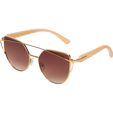 Bamboo Wood Sunglasses for Men and Women, Cat Eye Modern Wooden Sunglasses, Brown