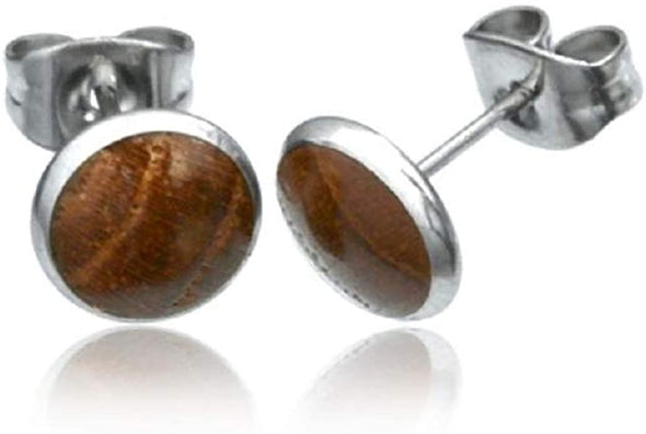 Earth Accessories Organic Wood Stud Earrings for Women - Earring Set Ear Rings with Surgical Steel