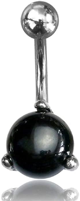 Crystal/Stone Belly Button Ring Piercing for Women - Navel Belly Button Rings with Surgical Steel - Amethyst, Pink Rose Quartz, Onyx, and Turquoise