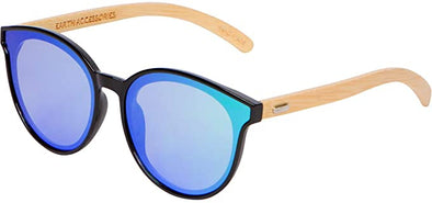 Bamboo Wood Sunglasses for Men and Women, Flat Rimmed Retro Wooden Sunglasses, Blue