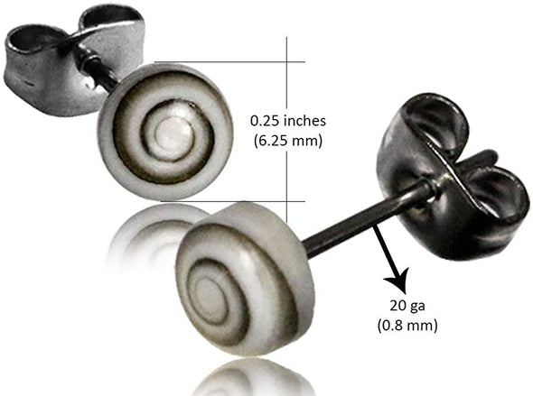 Earth Accessories Organic Shell Stud Earrings for Women - Stud Earring Set surrounded by Coconut Shell with Abalone, Mother of Pearl, and More