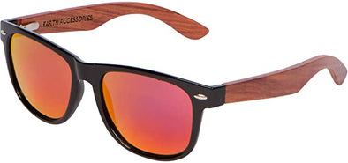 Wood Sunglasses for Men and Women, Wayfarer Style Wooden Polarized Sunglasses, Red
