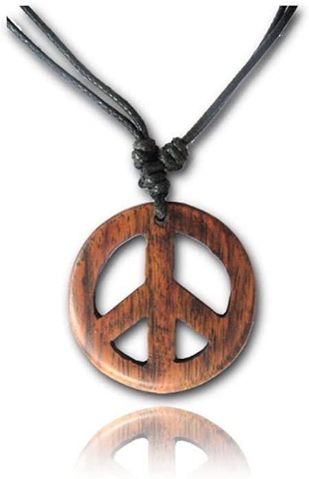 Earth Accessories Adjustable Peace Sign Pendant Necklace with Organic –  Shop Earth Accessories
