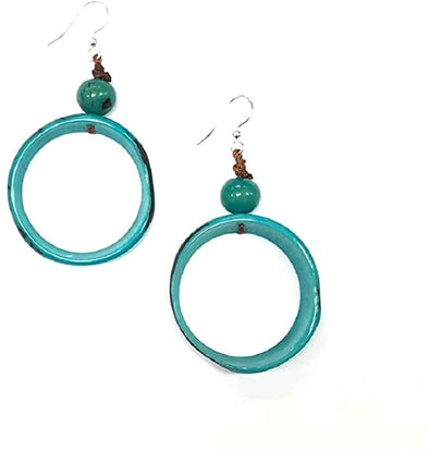 Bohemian Drop Dangle Earrings for Women/Dangling Lightweight Circle of Life Pendant Earring in Turquoise,Brown,Ivory and Sustainable EarRings