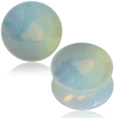 Earth Accessories Crystal/Stone Gauge Earrings - Opalite Gauges for Ears - Ear Stretching Gauges (Guages or Gages) - Plugs Sold as Pair