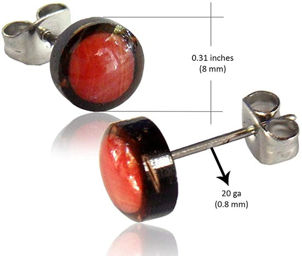 Earth Accessories Organic Shell Stud Earrings for Women - Stud Earring Set surrounded by Coconut Shell with Abalone, Mother of Pearl, and More