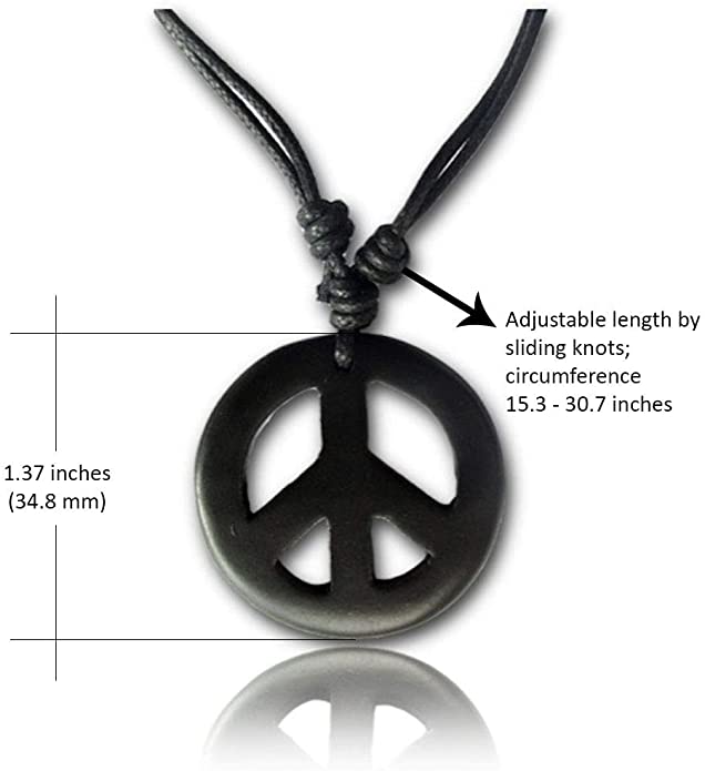 Earth Accessories Adjustable Peace Sign Pendant Necklace with Organic Shop Earth Accessories