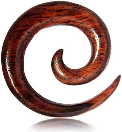 Earth Accessories Spiral Taper Earrings -Brown Narra Wood Gauges - Gauges for Ears with Organic Wood/Ear Stretching Gauge - Set of Plugs Sold as Pair