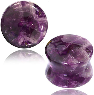 Earth Accessories Crystal/Stone Gauge Earrings - Amethyst Gauges for Ears - Ear Stretching Gauges (Guages or Gages) - Plugs Sold as Pair