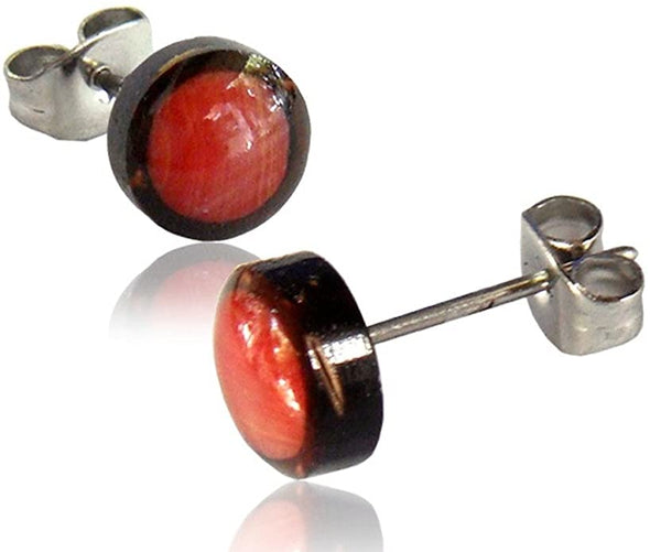 Earth Accessories Organic Shell Stud Earrings for Women - Stud Earring Set surrounded by Coconut Shell with Abalone, Mother of Pearl, and More
