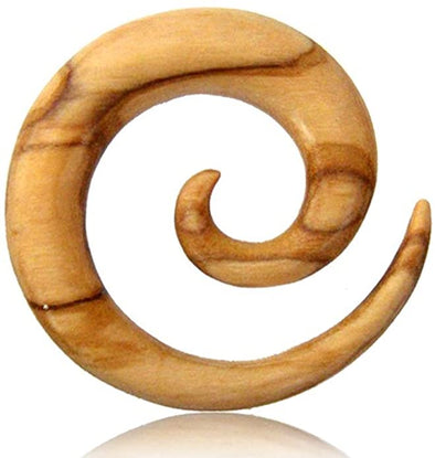 Spiral Taper Earrings - Gauges for Ears with Organic Wood - Light Brown Olive Wood Gauges - Ear Stretching Gauges- Set of Plugs Sold as Pair