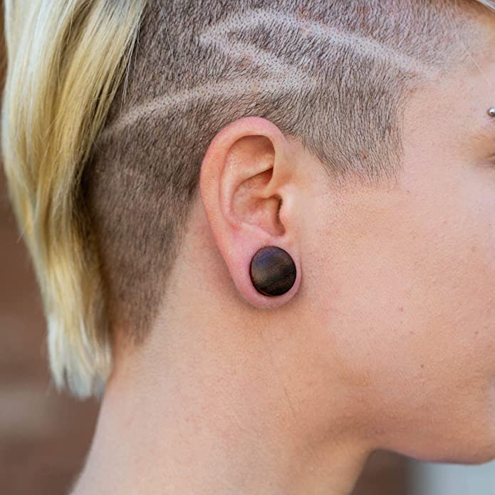 Earth Accessories Wood Gauge Earrings Gauges for Ears with Organic Wood Dark Brown Nara Wood Gauges Ear Stretching Gauge Set of Plugs Sold as a Pair