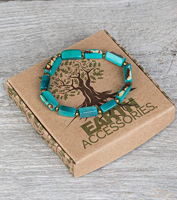 Boho Bracelets for Women - Plant Based and Sustainable Bohemian Bracelet and Jewelry - Hippie Bracelets or Stretch Rectangle Large Beaded Bracelets