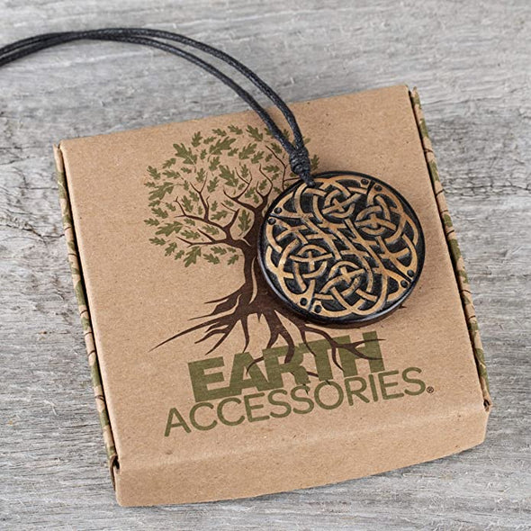 Earth Accessories Adjustable Handmade Carved Organic Wood Necklace for Women - Large Wooden Necklace with Pendant or Wood Jewelry