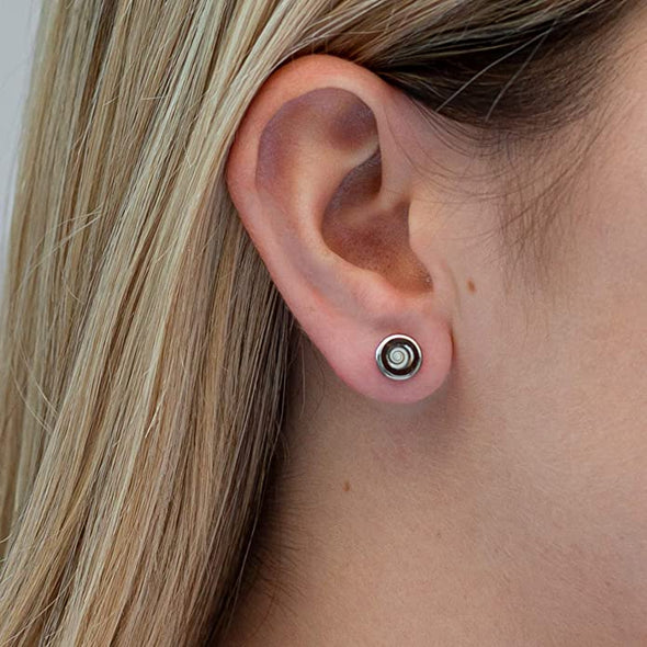Earth Accessories Organic Shell and Coconut Stud Earrings for Women/Earring set with Abalone, Shiva Eye, and Turquoise/Ear Rings with Surgical Steel