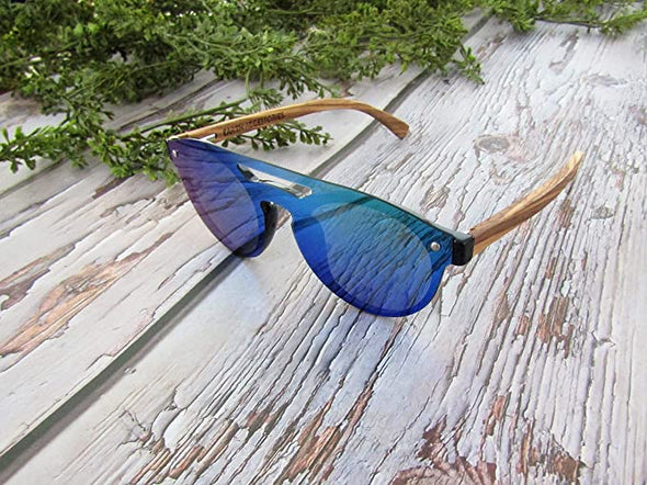 Wood Sunglasses for Men and Women, Retro One-Piece Wooden Polarized Sunglasses