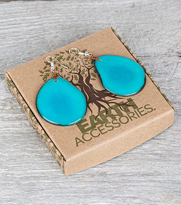Earth Accessories Bohemian Drop Dangle Earrings for Women-Dangling Large Pendant Earring in Turquoise,Pink,Ivory-Plant Based and Sustainable EarRings