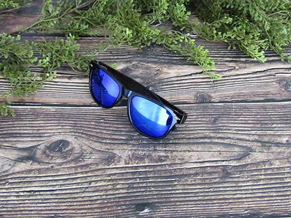 Wood Sunglasses for Men and Women, Wayfarer Style Wooden Polarized Sunglasses, Blue