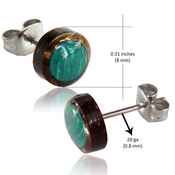 Earth Accessories Organic Shell Stud Earrings for Women - Stud Earring Set surrounded by Coconut Shell with Abalone, Mother of Pearl, and More